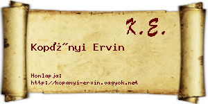 Kopányi Ervin névjegykártya