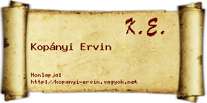 Kopányi Ervin névjegykártya